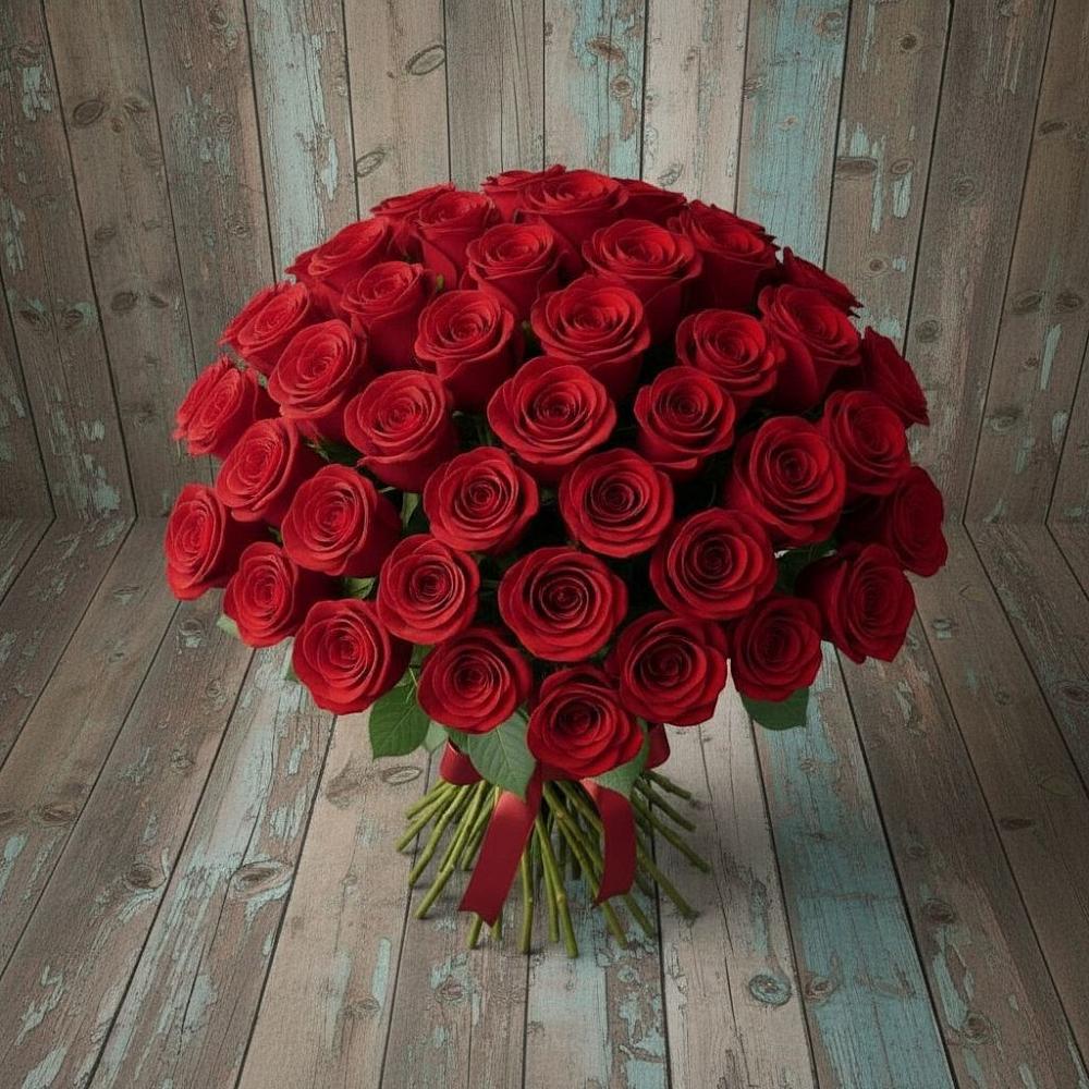 Букет 55 Красных роз Фридом в Муезерском