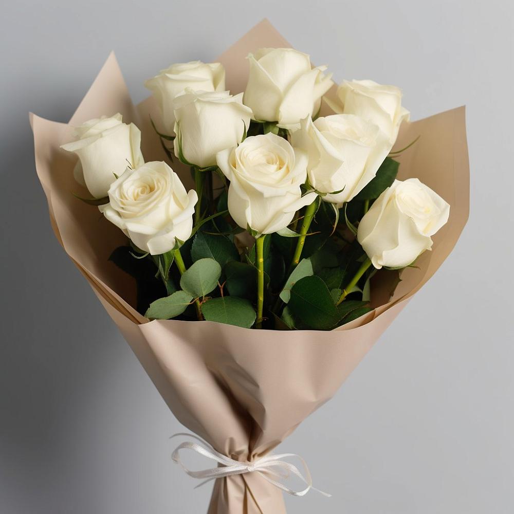 Букет 9 Белых роз Эдлесс Лав в Муезерском