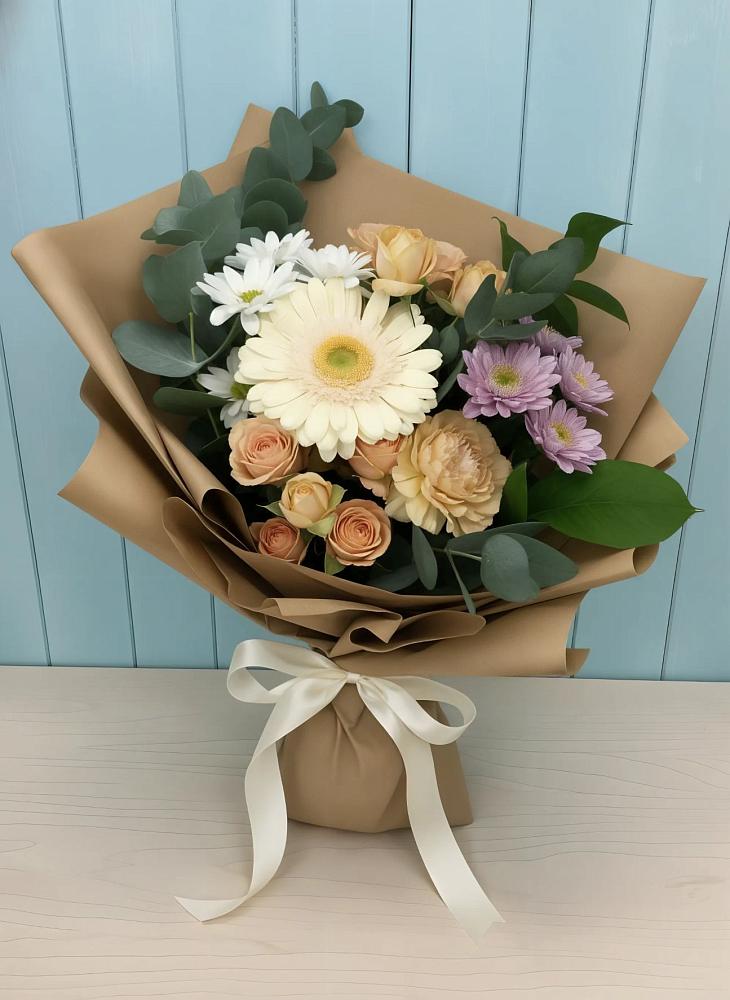 Букет цветов из: Герберы и Хризантемы в Муезерском
