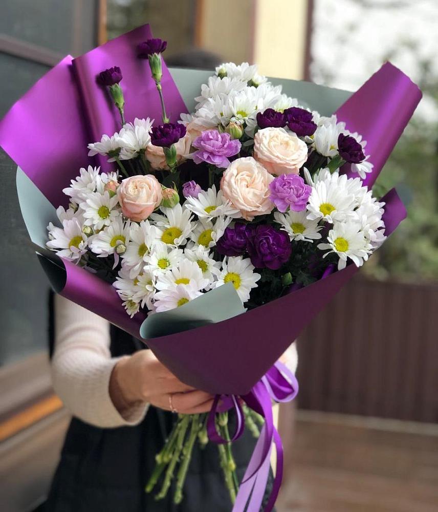 Букет цветов из: Хризантемы, Гвоздики и Розы в Муезерском