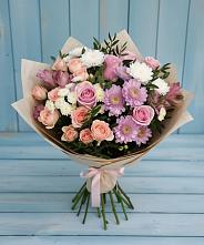 Букет цветов из:  Хризантемы, Розы и Альстромерии в Муезерском