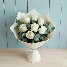 Букет Белые розы в Эвкалипте #REPLACE_PRED# Муезерском
