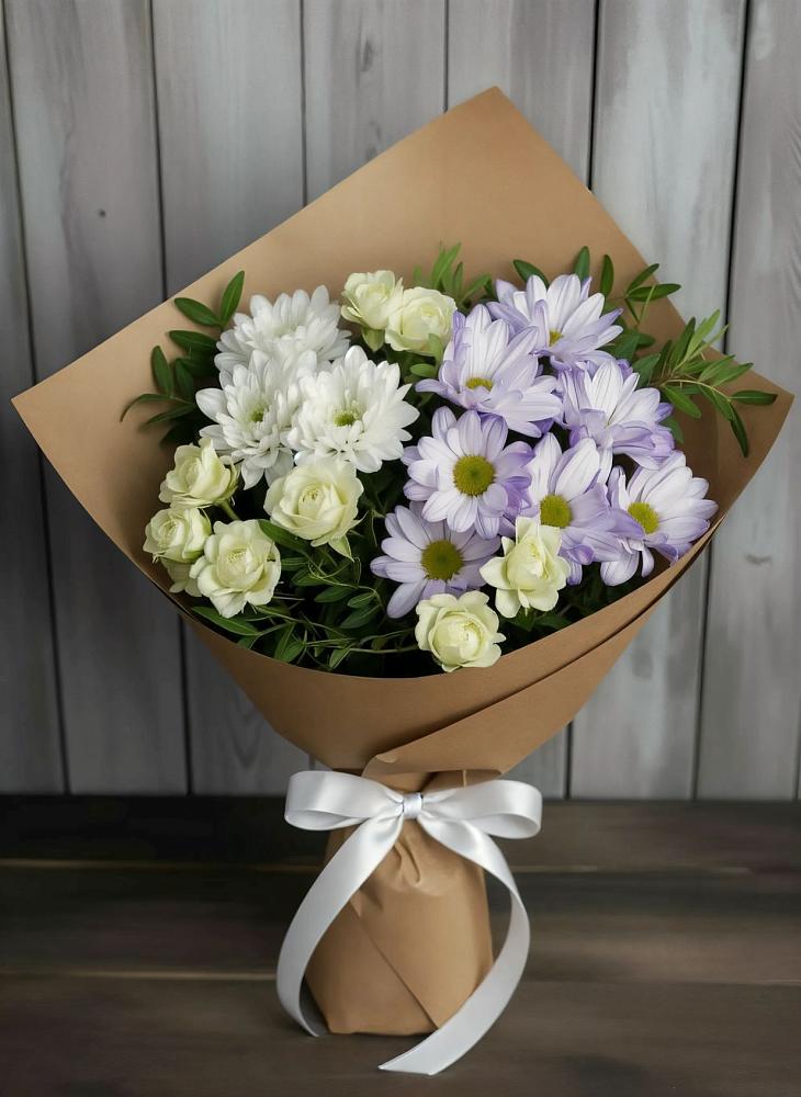 Букет цветов из: Хризантемы и Розы в Муезерском